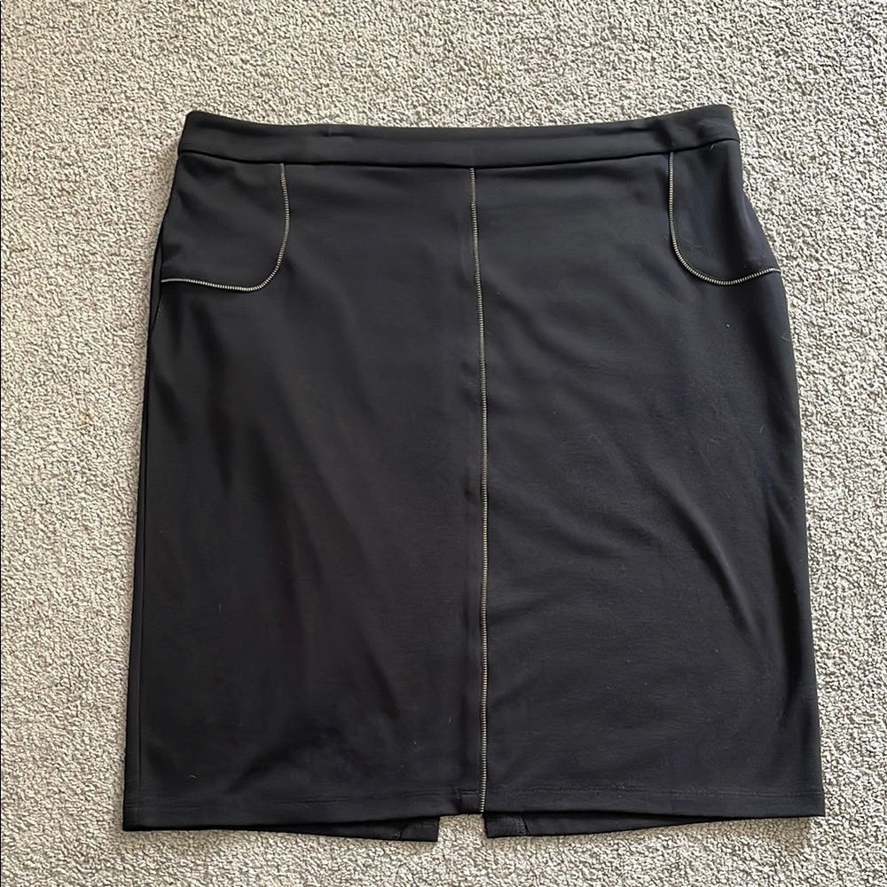 Worthington Black Pencil Skirt Knee-Length Zipper Detail Work Style | XL